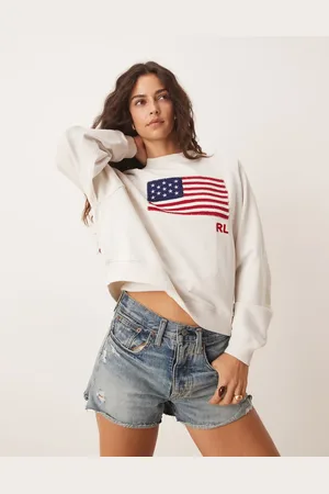 Ralph Lauren Råhvid sweatshirt med flagprint