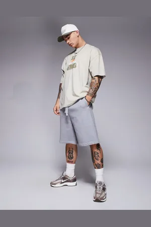 ASOS Premium - Gråmelerede oversized shorts i kraftigt stof på 400 gsm