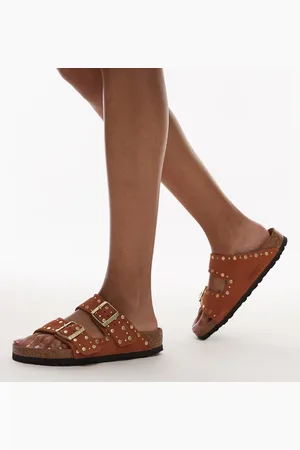 Birkenstock Arizona - Mørke rustrøde sandaler med nitter
