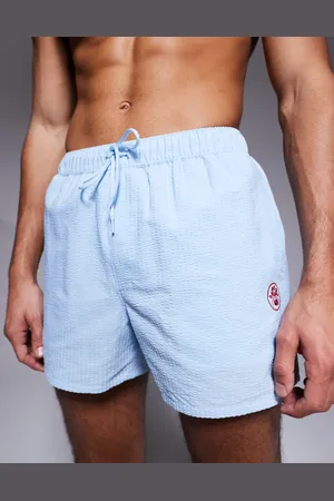 ASOS Korte badeshorts i seersucker med broderi