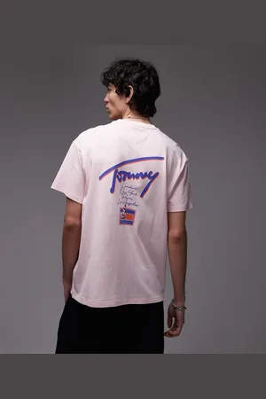 Tommy Hilfiger Lyserød og lilla T-shirt med signaturprint på ryggen