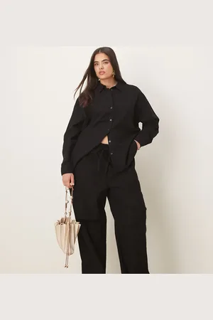 ASOS Curve - Sorte bukser i hørlook - Del af sæt