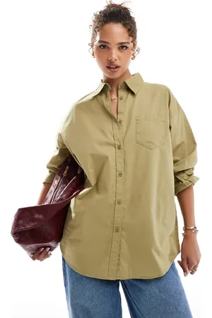 Cotton On Cotton On - Kakigrøn oversized skjorte i poplin