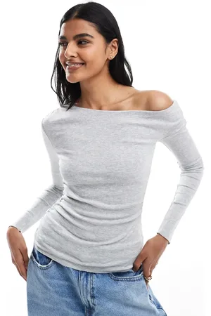 Cotton On Cotton On - Marlow - Grå asymmetrisk top med lange ærmer