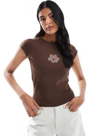 ASOS Baby-T-shirt med blomstergrafik med perler