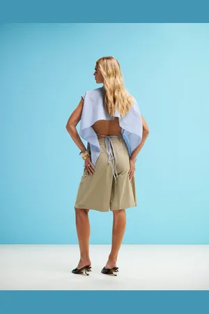 ASOS Ærmeløs skjorte med åben ryg med bindebåndsdetalje og striber-Multifarvet