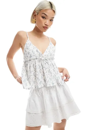 Miss Selfridge Cami-top med peplum-kant, sløjfedetalje og småblomstret print-Multifarvet
