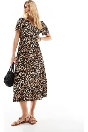 VERO MODA Maxikjole med knapper og leopardprint-Multifarvet