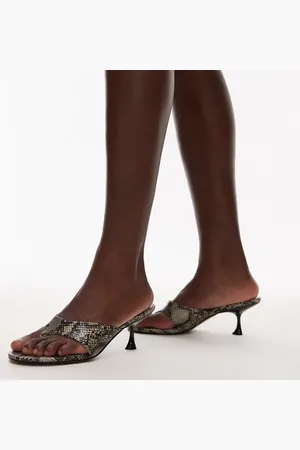 Topshop Isabella - Mules med mellemhøj hæl og tårem i slangeprint-Multifarvet