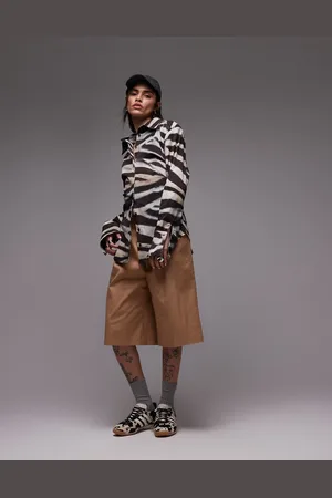 ASOS Skjorte med skulderpuder, tætsiddende talje, bindebånd på ryggen og zebraprint-Multifarvet
