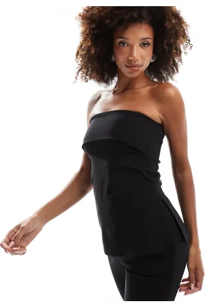 In The Style Longline-top med bandeau-snit og foldekant i bengalin - Del af sæt