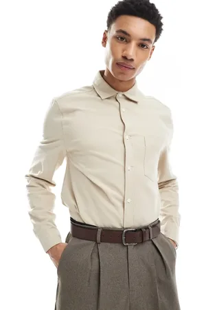 ASOS Børstet Oxford-skjorte i regular fit-Neutral