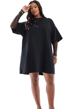 ASOS ASOS DESIGN Curve - Mini-T-shirtkjole med mesh-ærmer med leopardprint