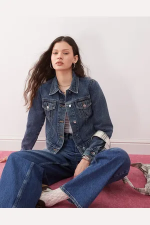 Miss Selfridge Indigoblå denimjakke i girlfriend-stil-Lilla