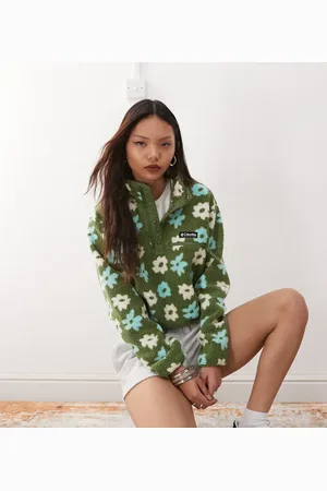Columbia Helvetia - cropped fleece med kort knapstolpe og print
