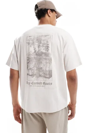 Pull&Bear T-shirt med grafisk træ på ryggen-Neutral