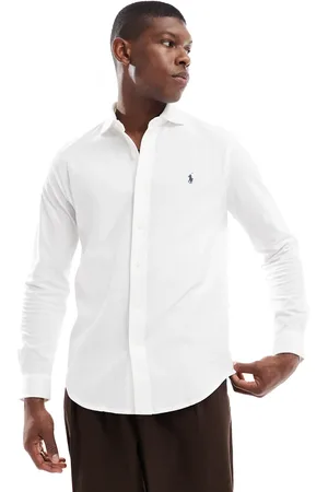Ralph Lauren Skjorte med logoikon og bikubestruktur i bomuldsjersey