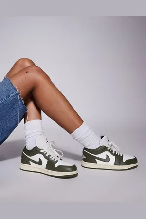 Jordan Nike - Air 1 Low - Kakigrønne og hvide sneakers