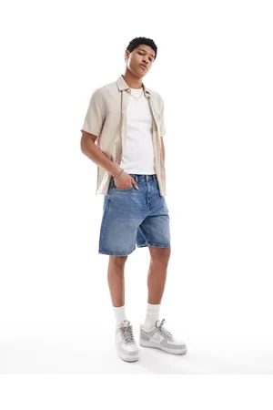 Pull&Bear Mellemblå standard fit-denimshorts