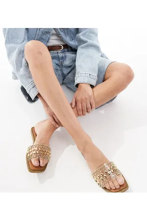SEQWL SEQWL - Honeysuckle Wide Fit - Flade sandaler med klare remme med nitter