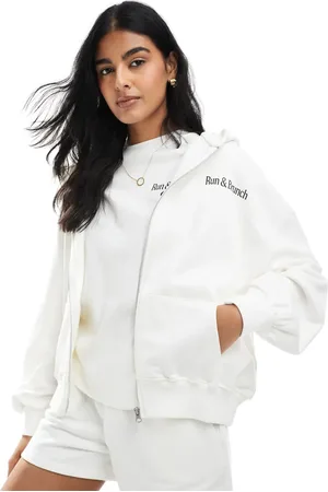 Pull&Bear Ecrufarvet oversized hættetrøje med 