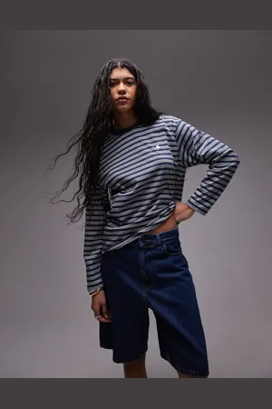 Carhartt Sydney - Langærmet mørkeblå T-shirt med striber
