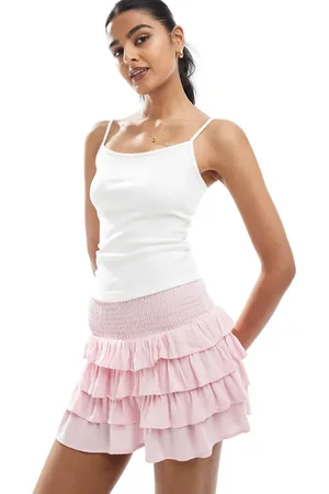 Bershka Pink lagdelt mininederdel