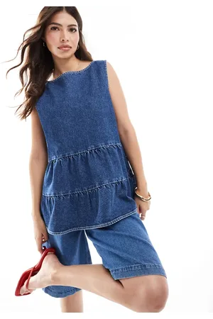 ASOS Lagdelt indigoblå denimtop