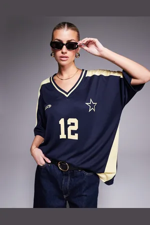 Kaiia Sport - /gul oversized fodboldtrøje med V-hals - Del af sæt