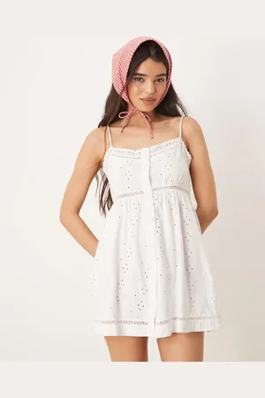 ASOS Broderet minikjole med cami-stropper og gennemgående knapper