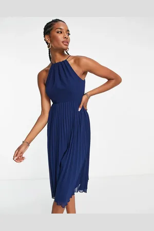 ASOS Plisseret midikjole med halterneck i chiffon