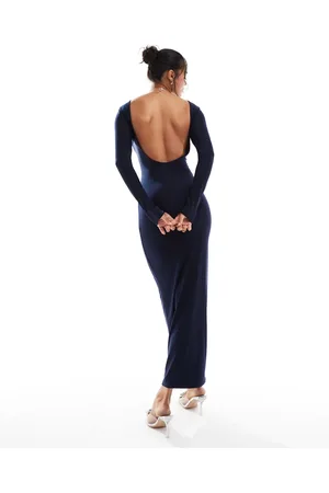 Kaiia Tætsiddende bodycon-maxikjole med lav ryg og lange ærmer i dobbeltlag - Kun hos ASOS