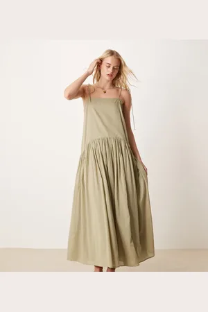ASOS ASOS DESIGN Tall - Kitfarvet maxikjole med lavtsiddende talje-Grå