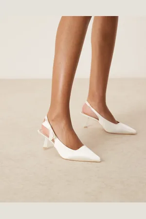 Be Mine Almeria - Elfenbenshvide højhælede slingback-pumps med sløjfedetalje i satin