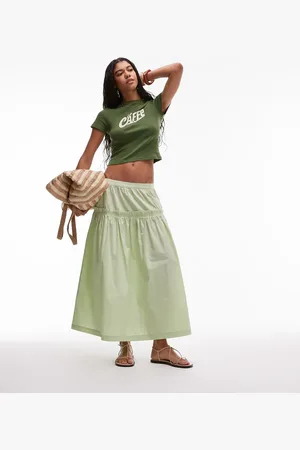Topshop Nederdel i poplin med flæser