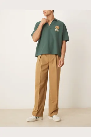 ASOS Kamelbrune og elegante bukser med vide ben samt indadvendte plisseringer