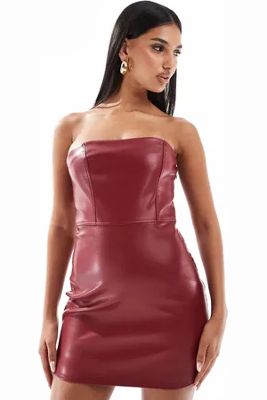 Kaiia Bandeau-minikjole i læderlook - Kun hos ASOS-Rød
