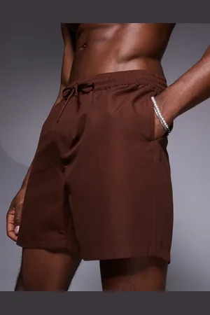 ASOS Mellemlange badeshorts i mørkebrun