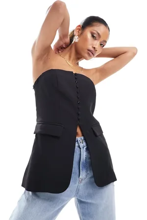 Kaiia Skræddersyet bandeau-top med slids foran - Kun hos ASOS