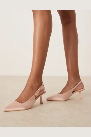 Be Mine Almeria - Lyserøde pumps med hælrem, hæl og sløjfedetalje i satin
