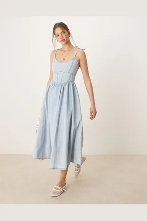 ASOS Ballerina-midikjole i denim i vask