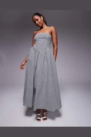 Kaiia Bandeau-maxikjole med struktur, V-talje og - Kun hos ASOS-Multifarvet