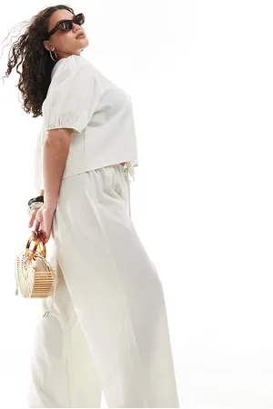 Esmée Esmée Curve - Lys beige strandbukser med løbesnor - Kun hos ASOS-Neutral