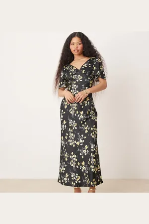 Miss Selfridge Midikjole med V-hals og -Multifarvet
