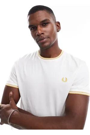 Fred Perry Hvid T-shirt med dobbeltfarvet kant fra