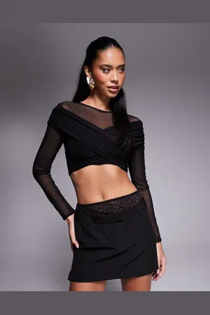 Missyempire Missy Empire - Stram mesh-top med dobbeltlag og krydset detalje