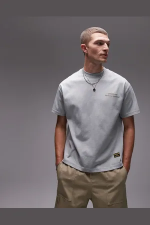 Caterpillar WWR - Vasket kraftig T-shirt i firkantet pasform-Hvid