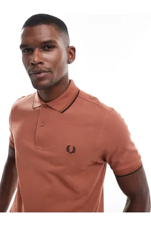Fred Perry Rustfarvet poloskjorte med dobbelt kantstribe-Orange