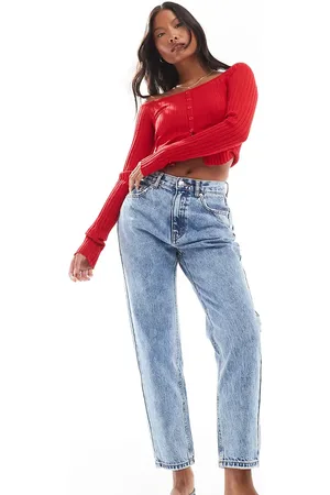 Pull&Bear Petite - og forvaskede mom-jeans med høj talje