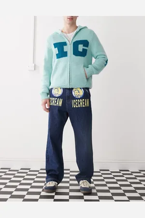ICECREAM Indigoblå denimjeans med cowboyprint-Marineblå